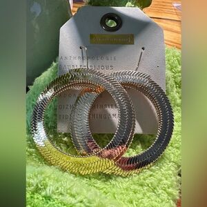 Anthropologie 14 kt Gold Plated Herringbone Earrings NWT